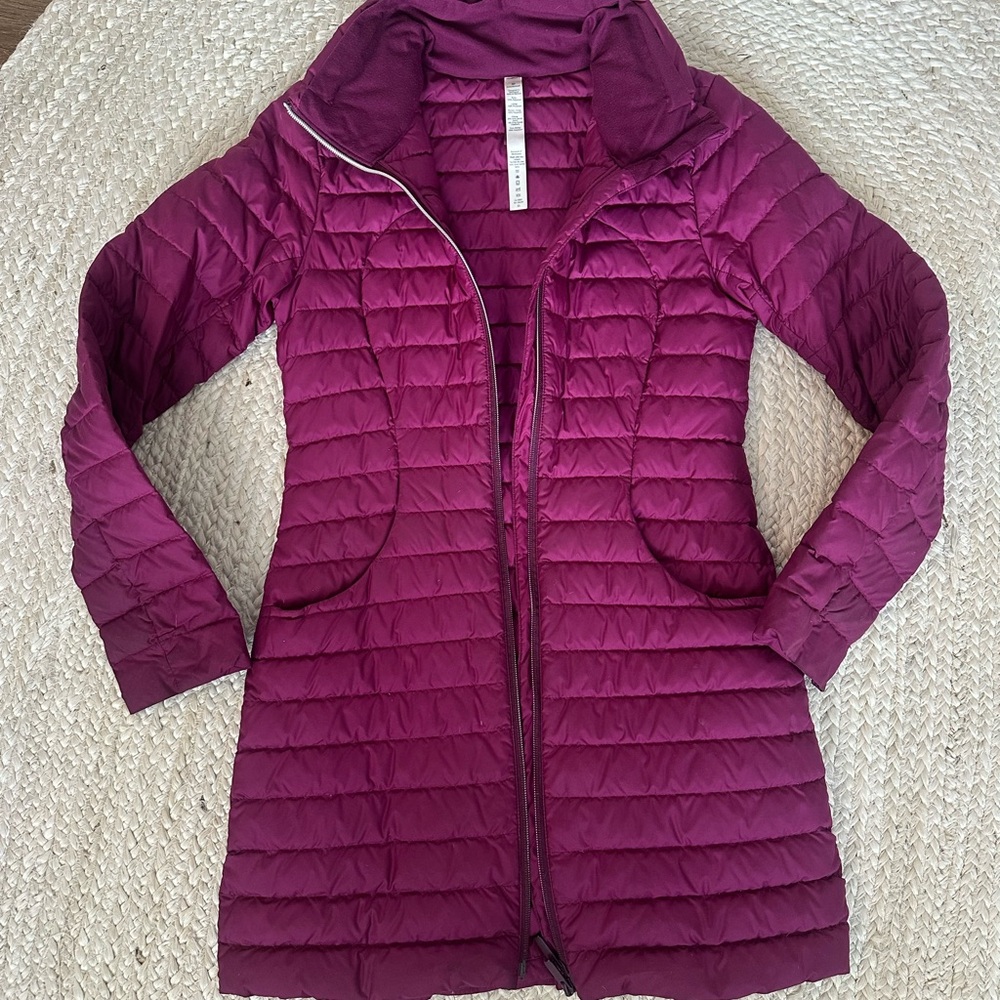 lululemon athletica Long Quilted Hooded Puffer Coat - Plum